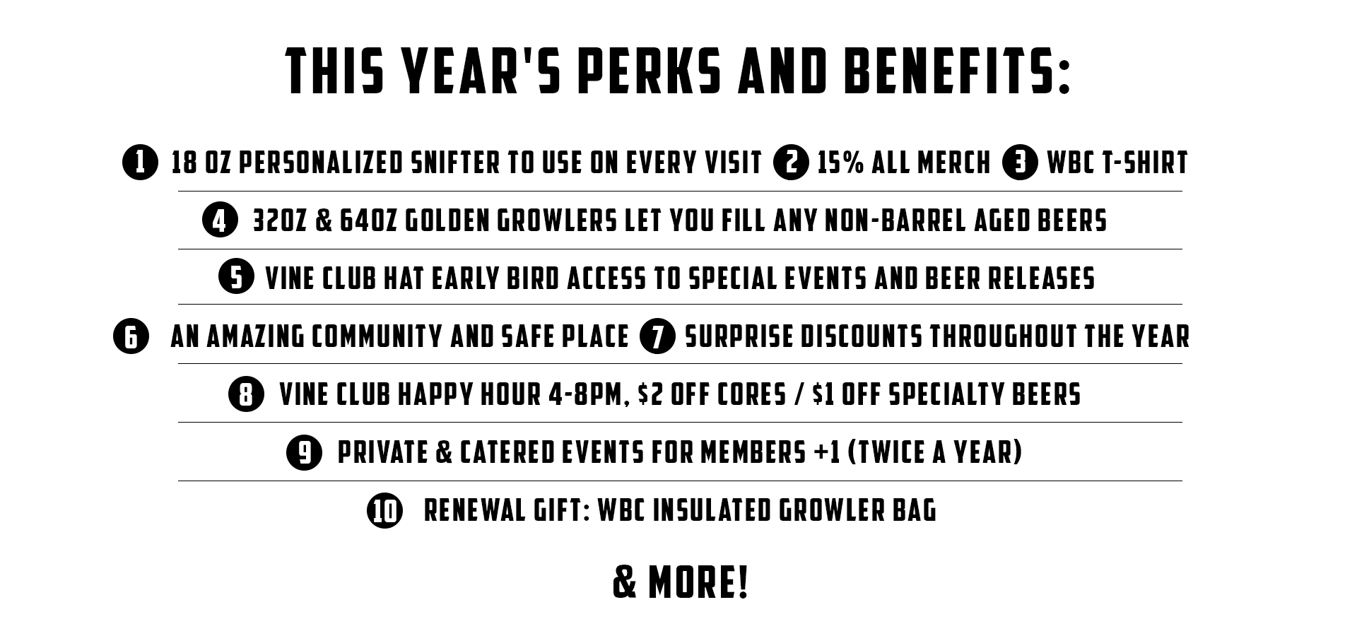 vine club perks and benefits list wynwood brewing