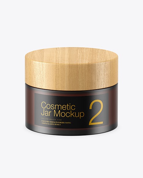 Download Dark Frosted Amber Glass Cosmetic Jar Mockup - Metallic Cosmetic Jar with Box Mockup - Matte ...