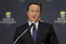 David Cameron, former Prime Minister of the United Kingdom, speaks at DePauw University 