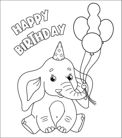 We hope you enjoy our online coloring books! Happy Birthday With Elephant Coloring Page Free Printable Coloring Pages