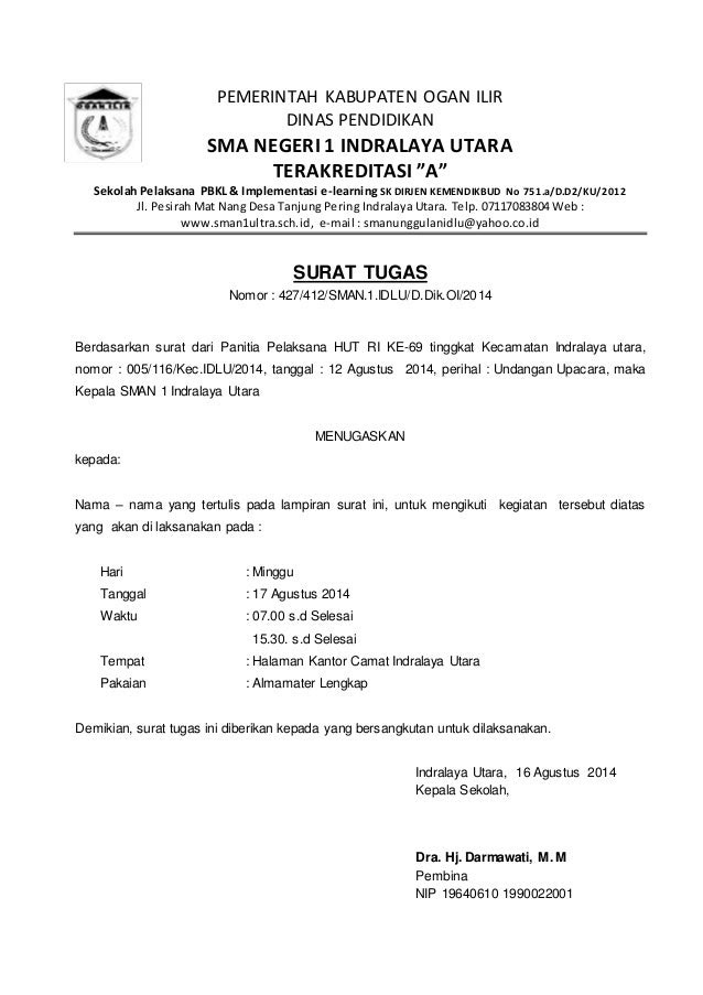 Contoh Surat Tugas Operator Sekolah Doc  Contoh Surat