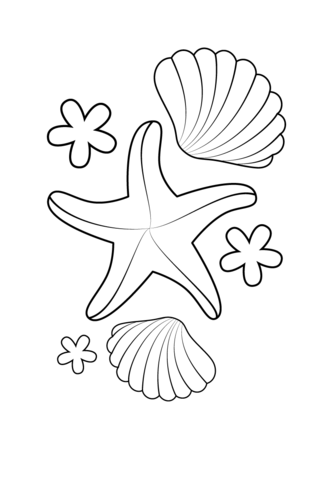 Free sea shell coloring pages. Starfish And Shells Coloring Page Free Printable Coloring Pages
