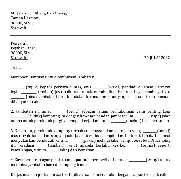 Contoh Surat Rasmi Memohon Bantuan Kewangan - Job Seeker