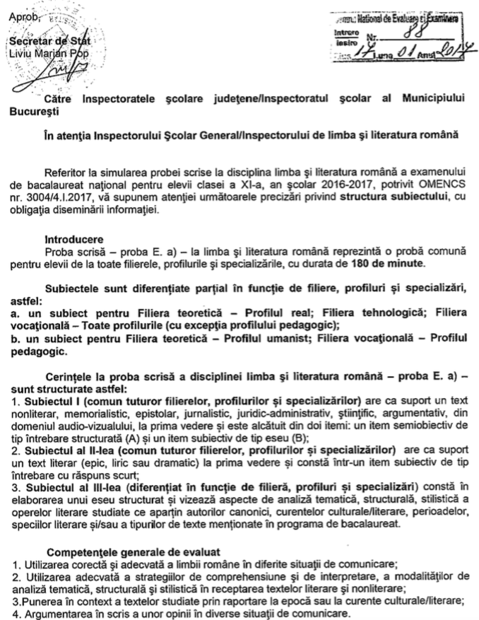 Ministerul Educatiei Schimba Structura Subiectelor La Limba Si Literatura Romana De La Bac 2018 Modificarile Pilotate La Simularea Sustinuta In 2017 De Elevii De Clasa A Xi A Hotnews Mobile