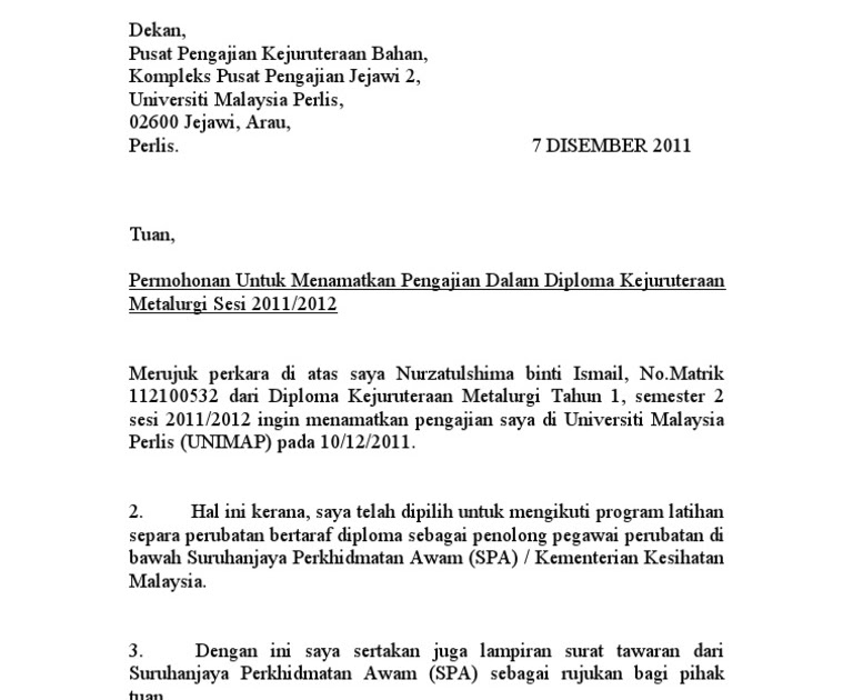 Lihat Contoh Surat Rasmi Berhenti Belajar Di Kolej {Paling BaruPaling