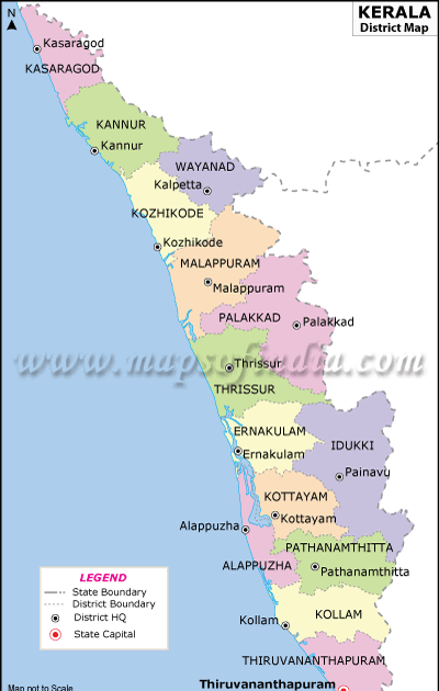 map of kerala with cities