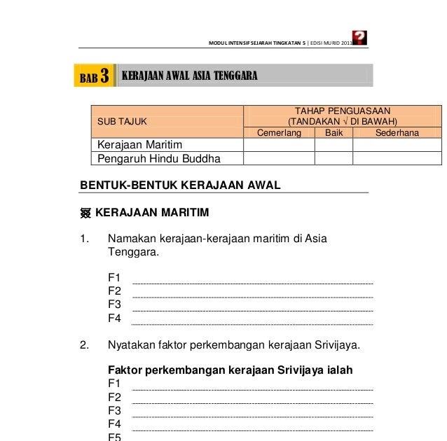 Modul Soalan Sejarah Tingkatan 4 - Persoalan p