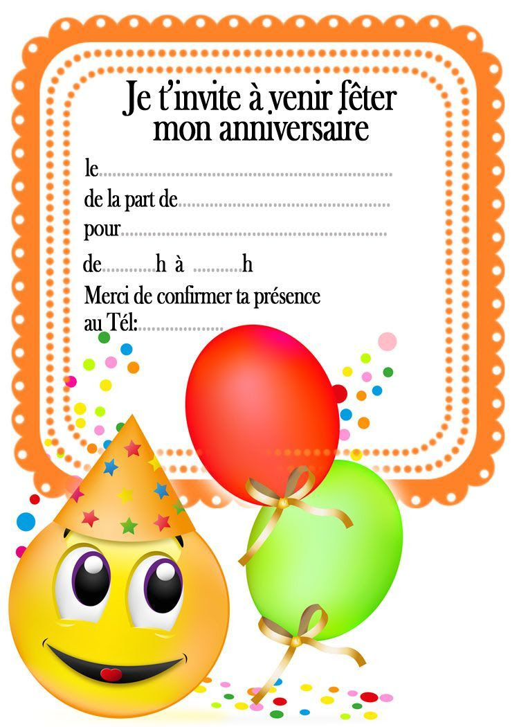 Carte Invitation Anniversaire Smiley Keith