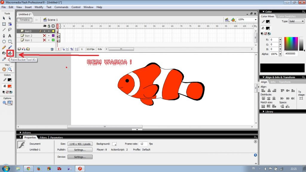  Cara  Membuat  Animasi  Kartun Bergerak Dengan  Macromedia  Flash  8 