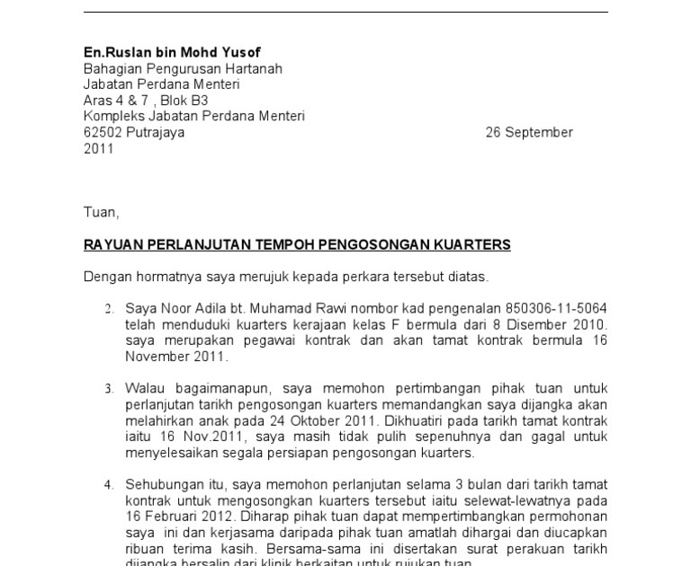 Contoh Surat Permohonan Eot - Surat 26