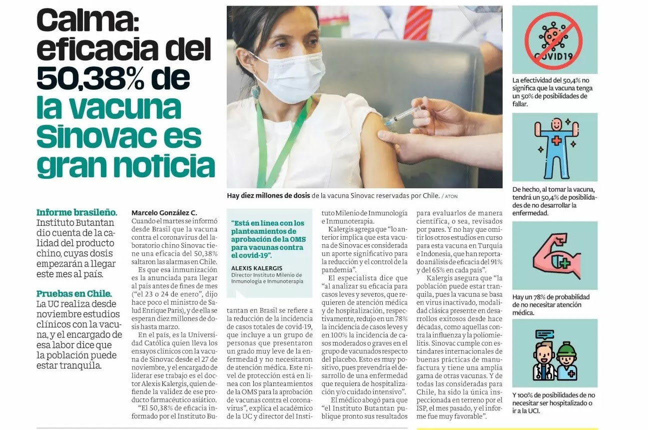 Jul 01, 2021 · uruguay consultó a sinovac sobre la efectividad de su vacuna frente a variante delta del coronavirus. Imii Instituto Milenio En Inmunologia E Inmunoterapia Millennium Institute On Immunology And Immunotherapy Eficacia Del 50 38 De La Vacuna Sinovac Es Una Gran Noticia Imii Instituto Milenio En