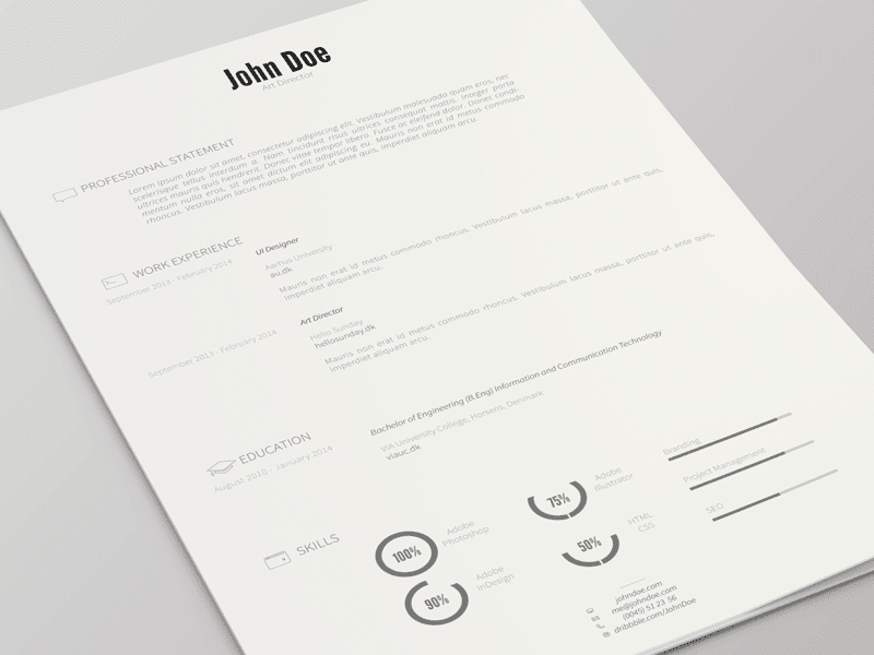 (download this cv as a.doc file here). Professional John Doe Resume Template