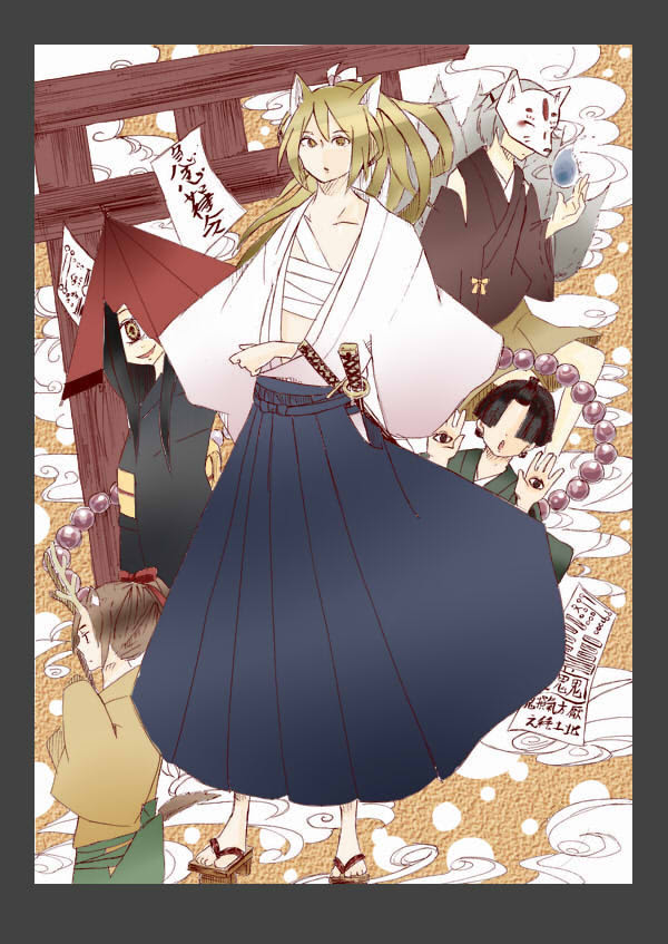 最高のイラスト画像 ユニーク和服 狐面 イラスト 男
