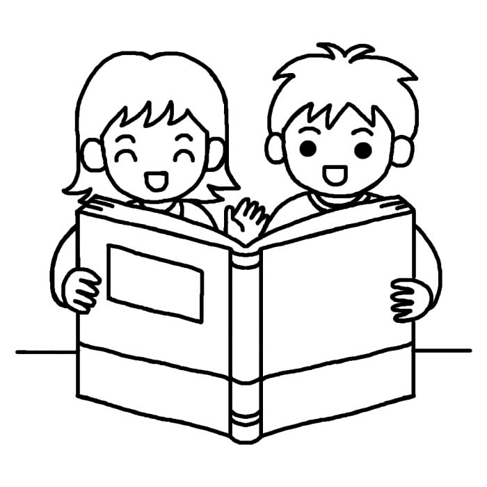 綺麗な本を読む イラスト 白黒 最高の動物画像