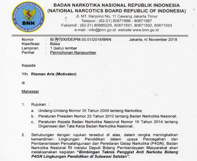 Contoh Surat Bnn : Informasi Surat Keterangan Bebas Narkoba Polres