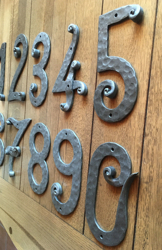 Wrought house number /iron house numbers 5 inches/door numbers 5/ metal house number/address numbers/sign flat room number /rustic decor. Hand Forged Wrought Iron House Numbers From 0 9 Height 8 4 Handmade Wood Iron Copper Craft