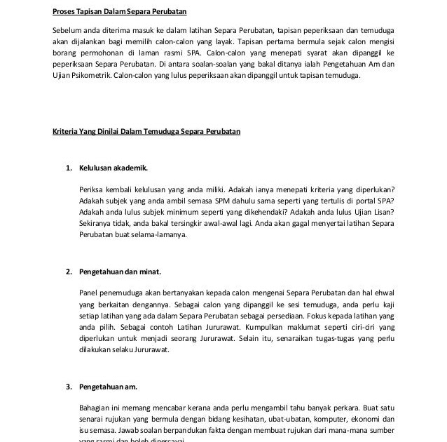 Contoh Soalan Temuduga Separa Perubatan - Surat Box