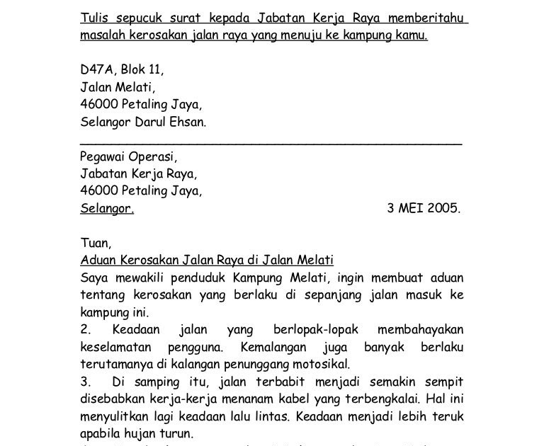 Surat Rasmi Jenis Aduan - Surat Rasmi U