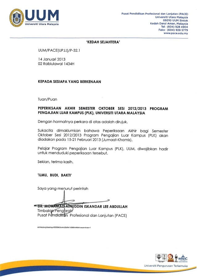 Contoh Surat Permohonan Pelepasan Cuti