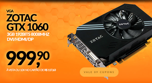 Placa de Vídeo VGA Zotac GTX 1060 3GB 192Bits 