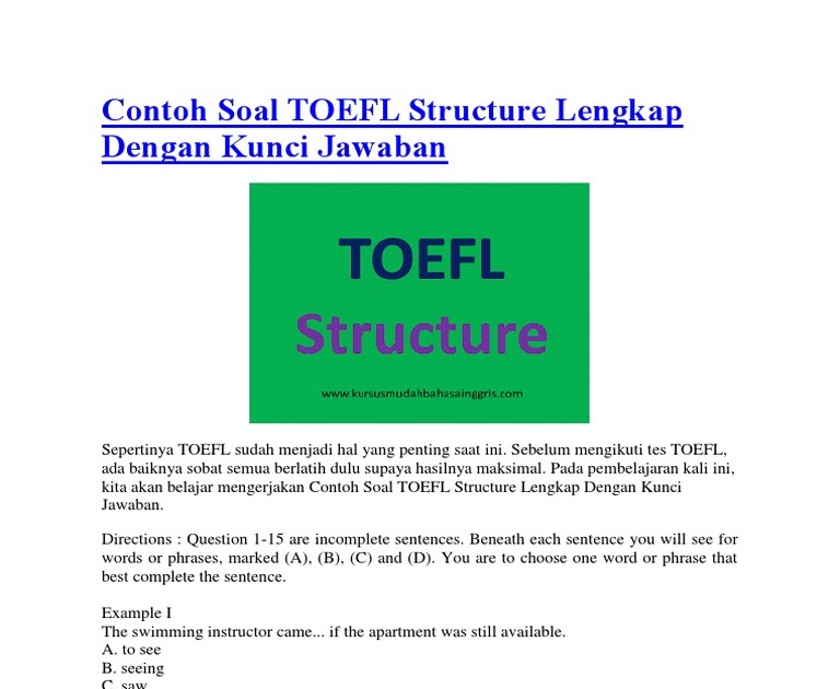 Get Contoh Soal Toefl Dan Pembahasannya Background - CONTOH SOAL