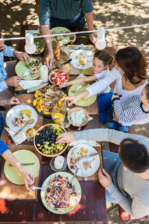 People enjoying an outdoor picnic.