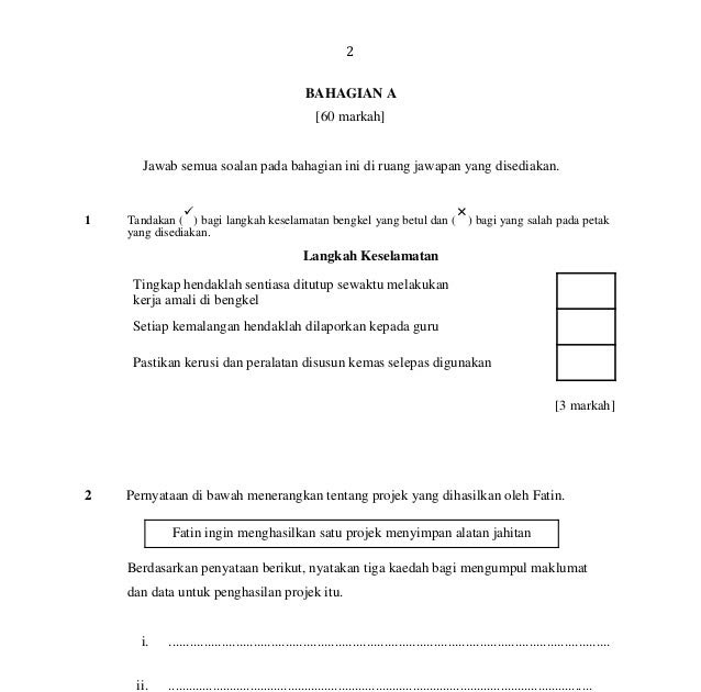 Contoh Soalan Pt3 Kemahiran Hidup 2019 - Persoalan o