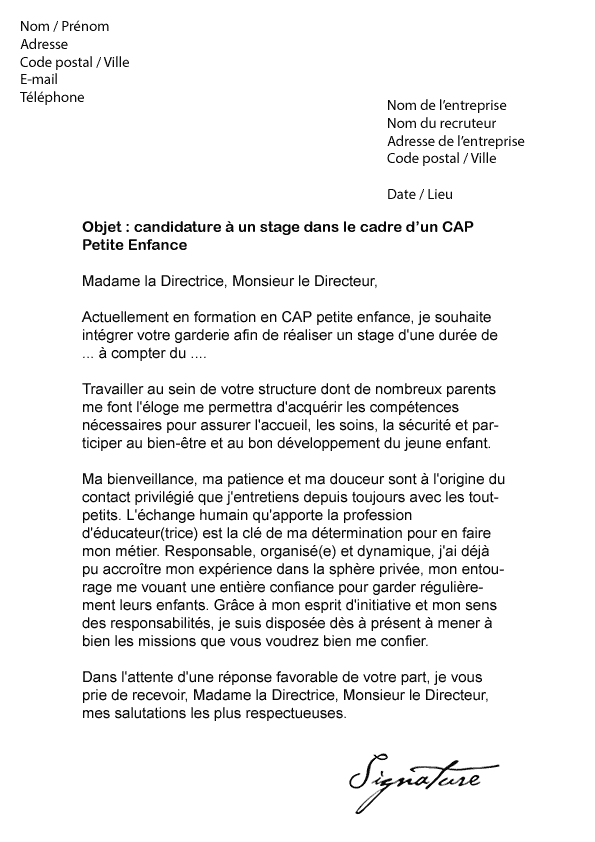 Lettre De Motivation Creche Gratuite - Soalan an