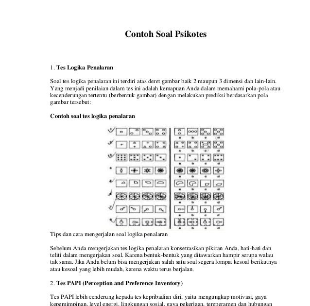 Contoh Soal Psikotes - Contoh Ole