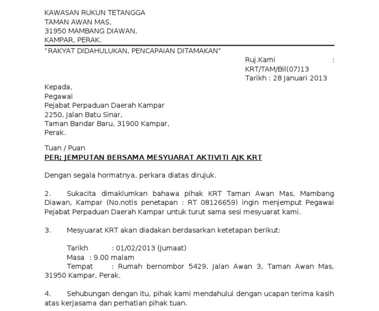 Contoh Surat Rasmi Format Baru - Nice Info d