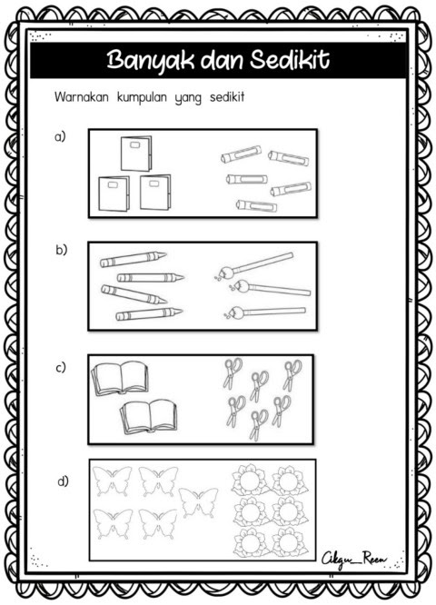 Latihan Matematik Tahun 1 Banyak Dan Sedikit  leinssic