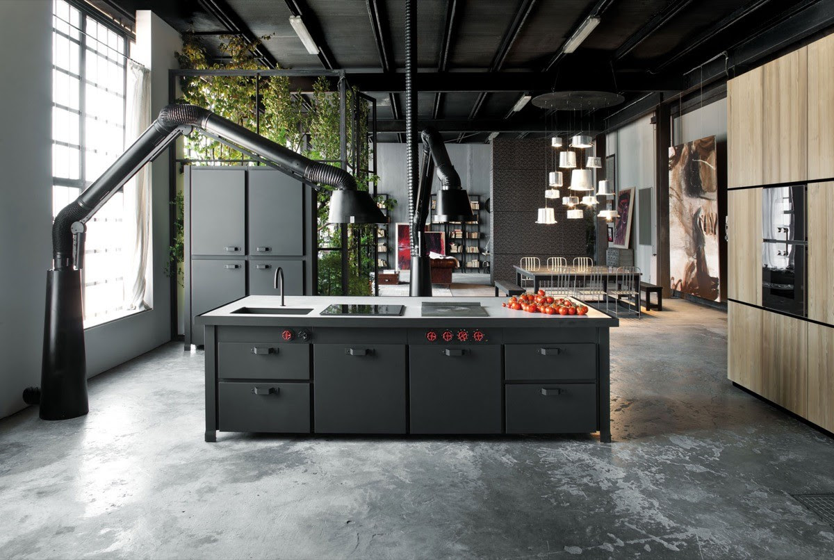Homecho industrial storage cabinet, floor cabinet with 2 fabric drawers, sideboard cupboard with doors decok modern farmhouse accent cabinet with 2 barn doors, storage console with. 32 Industrial Style Kitchens That Will Make You Fall In Love