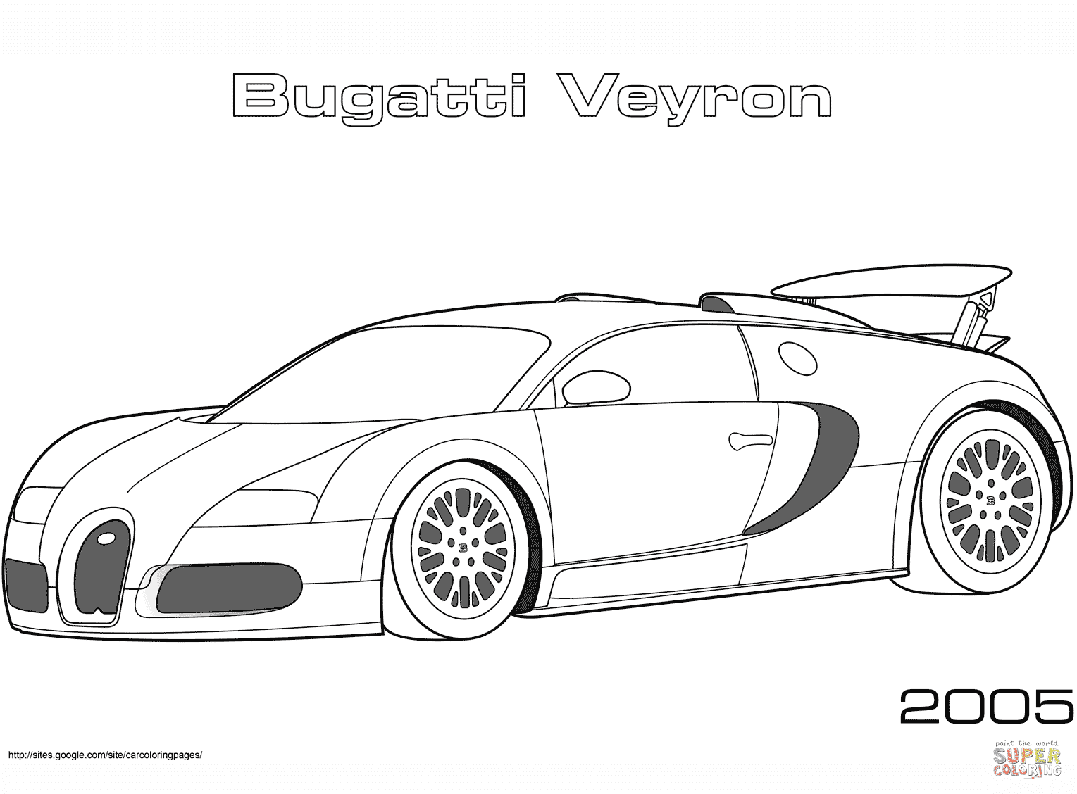 Car coloring page source 1iz coloring page free vehicle. 2005 Bugatti Veyron Coloring Page Free Printable Coloring Pages