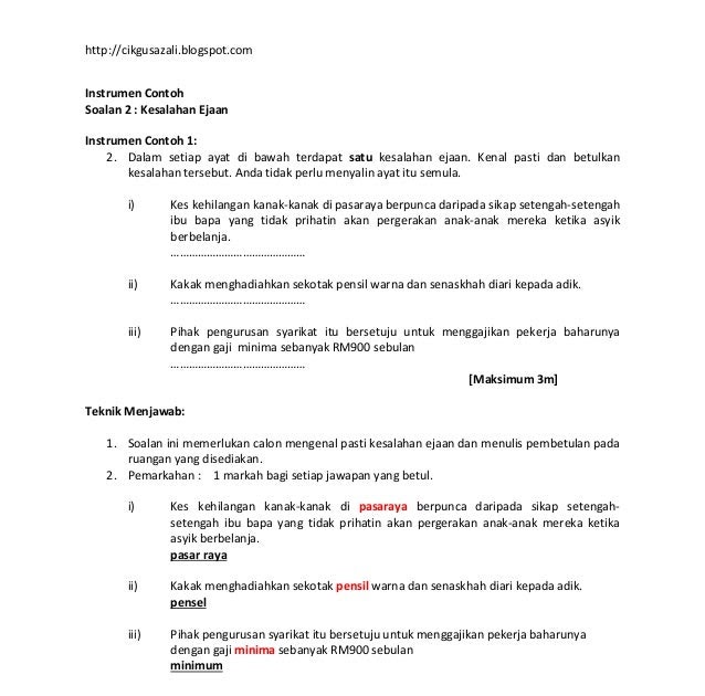 Contoh Soalan Kesalahan Ejaan Pt3 - Persoalan o