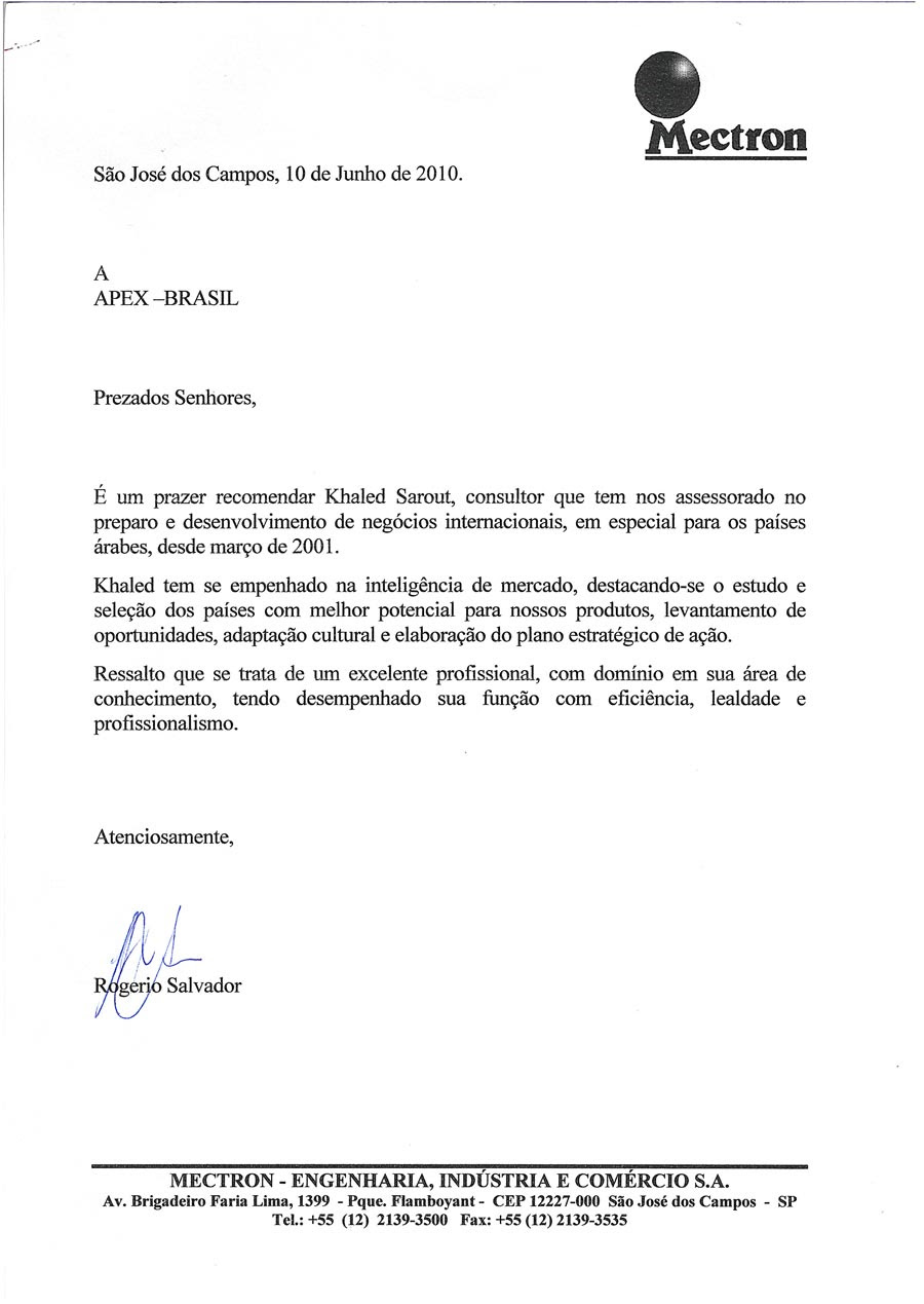 Carta De Recomendacao Em Ingles Exemplo - New Sample h