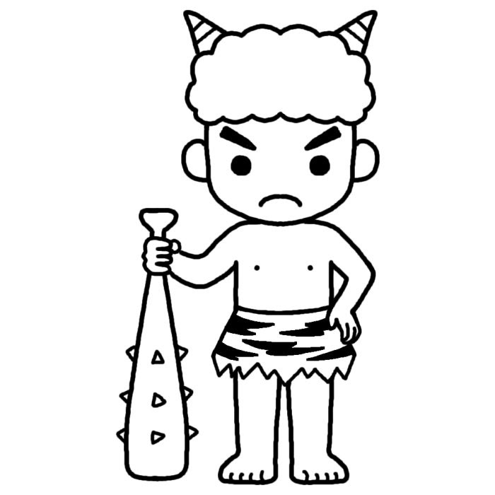 子供向けぬりえ 無料印刷可能鬼 イラスト 白黒 無料