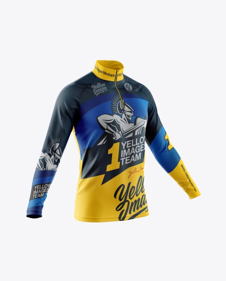 Download Free Men's Cycling Jersey With Long Sleeve Mockup - Half ...