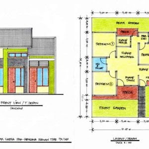 Denah Rumah Ukuran 6x8 3 Kamar Berbagai Ukuran