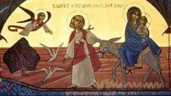 Representação da fuga para o Egito da Sagrada Família de Nazaré