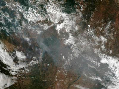 Image satellite montrant les feux de forêt en Amazonie