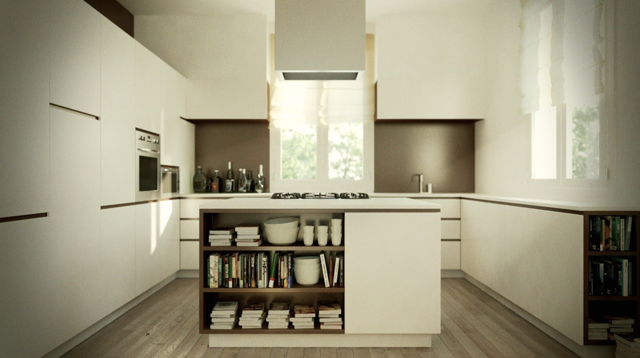 Small southwest galley brick floor and wood ceiling kitchen photo in phoenix with an undermount sink, shaker cabinets, dark wood cabinets, quartz countertops, multicolored backsplash, cement tile backsplash, stainless steel appliances, an island and beige countertops 20 Kitchen Island Designs