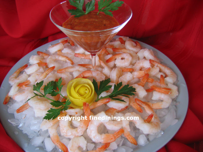 For shrimp cocktail, it is customary to remove all of the shell with the. Fresh Shrimp Served On Ice With Cocktail Sauce In A Martini Glass Finedinings Com Gourmet Recipe