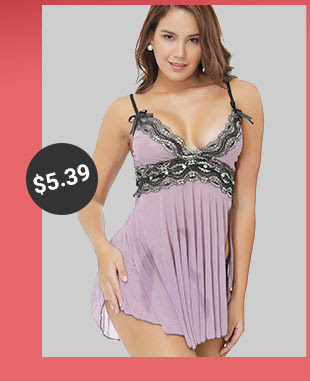 Split Mesh Babydoll Set