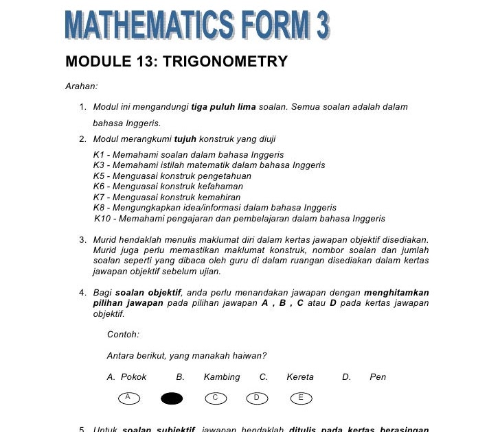 Jawapan Lengkap Matematik Tingkatan 3 - Contoh Pro