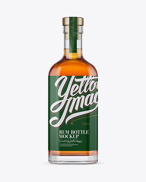 Download Clear Glass Rum Bottle Mockup PSD Template