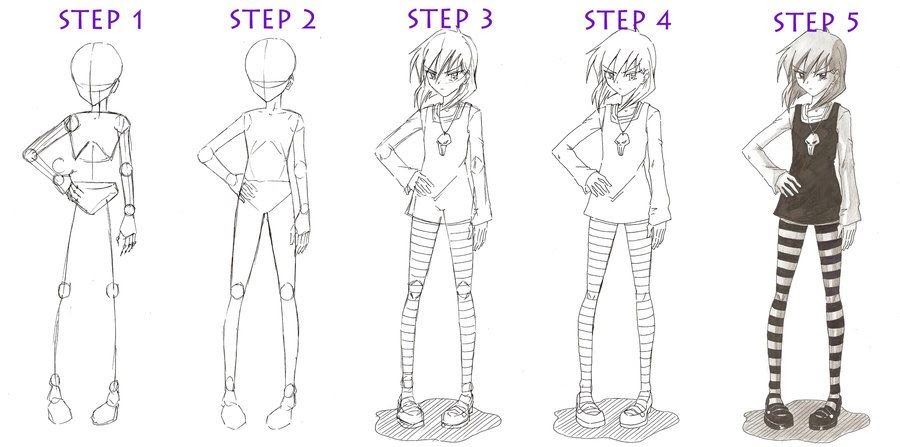 20 Inspiration Sketch Anime Girl Full Body Drawing With Clothes Tasya Baby