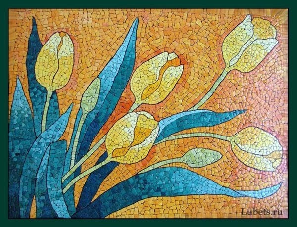 Gambar Mozaik Bunga Dari  Kulit Telur Kumpulan Montase 