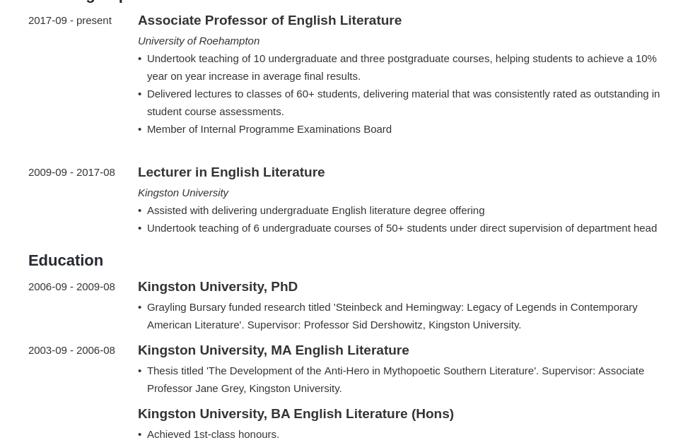Sample Cv For Lecturer Position In University Pdf : Pin By ...