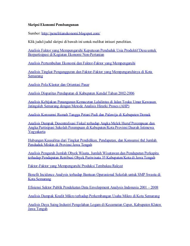 Contoh Jurnal Skripsi Ekonomi Pembangunan - Viver é Afinar 
