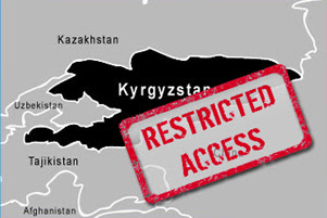 A map of Kyrgyzstan has a stamp reading "Restricted Access" over it.